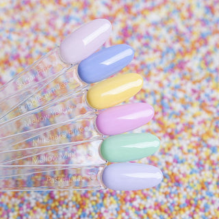 Nailcandy! Allemaal pastel gellak kleuren.