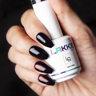 Ombre nagels. Met zwarte gellak en rode glitter gelak