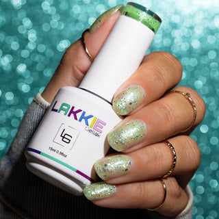 Fairy Flowers_Groene glitter gellak nagels LAKKIE Gellak