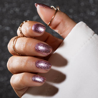 Glamorous rose gold_extreem dekkende roze glitter gellak nagels