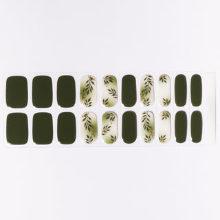 Golden Fern_GelNagel Stickers groen met gouden bloemen details_LAKKIE Gellak