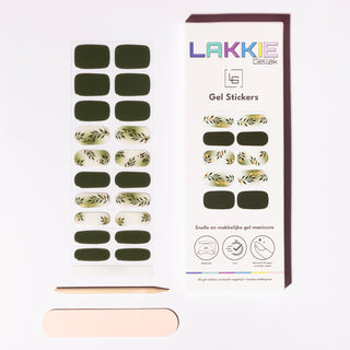 Golden Fern_GelNagel Stickers groen met gouden bloemen details_LAKKIE Gellak