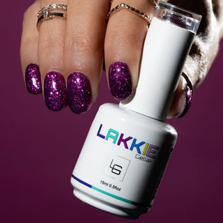 LAKKIE Gellak magenta diamonds_roze glitter gellak nagels