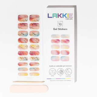 Marble Color Blush_Gel Nagel Stickers_Gekleurde marmer print met goude nagels