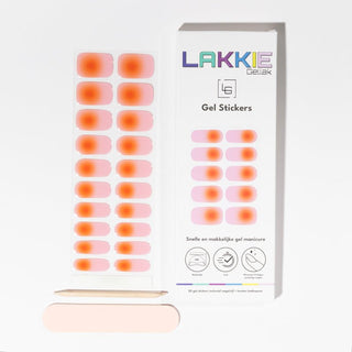 Orange Airbrush_gel nagel stickers_roze met oranje airbrush design