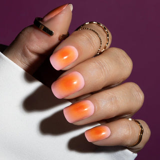 Orange Airbrush_gel nagel stickers_roze met oranje airbrush design