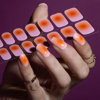 Orange Airbrush_gel nagel stickers_roze met oranje airbrush design