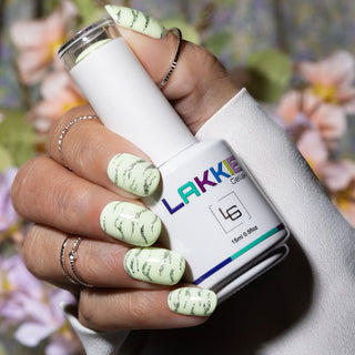 Pastel groene gellak met zilveren tijger print design