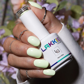 Pastel groene kleur gellak nagels