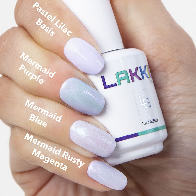 LAKKIE Mermaid gelnagellak kan je gebruiken over alle kleuren gellak om een parelmoer effect te geven aan jou nagels. Op foto 1 is de mermaid gel gelakt op een zwarte onderlaag. Op foto 2 is de mermaid gel gelakt op een witte onderlaag. Let op, mermaid gel is geen topcoat!