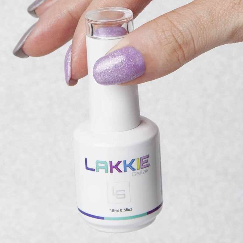 Lila gellak met zilveren glitters
