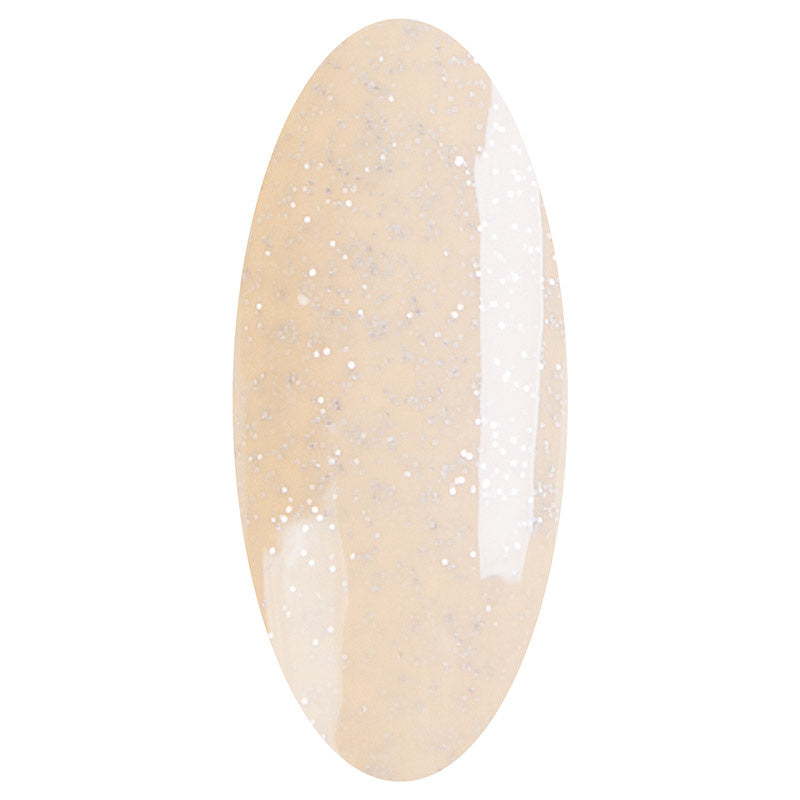 LAKKIE Yellow Spark is een zacht gele kleur gelnagellak met zilveren glitters.