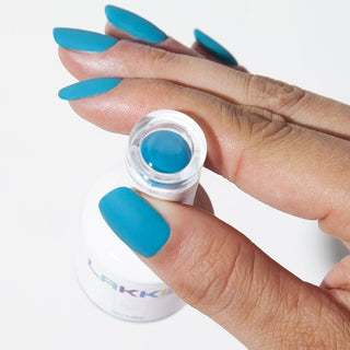 Blauwe gellak met een matte top coat