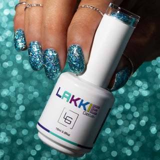 Aqua Sea Glass_Blauwe glitter gellak nagels LAKKIE Gellak