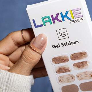 Artistic beige gellak stickers beige herfst design_LAKKIE Gellak