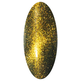 Autumn Gem_Groene cat eye gellak met geel gouden glitters