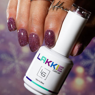 Donker roze reflective glitter gellak nagels_LAKKIE Romantic Lights