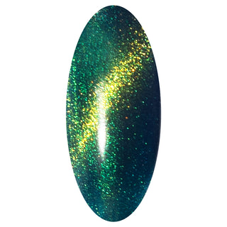 Enchanting Green_Groene cat eye gellak_met goud gele glitters