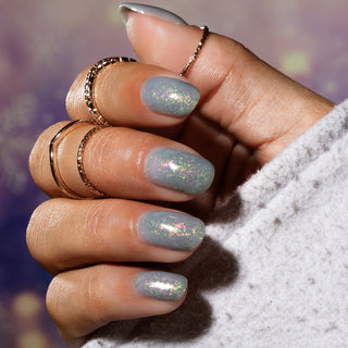 Groene gellak nagels met holografische flakes_LAKKIE Endless Glow