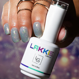 Groene gellak nagels met holografische flakes_LAKKIE Endless Glow