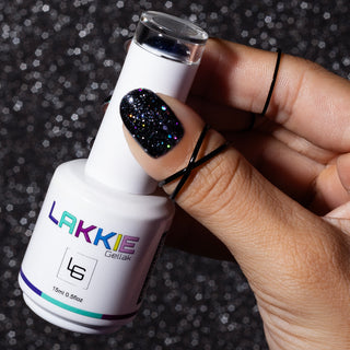 Magical Fire Flies_Zwarte gellak nagels  met glitters_LAKKIE Gellak