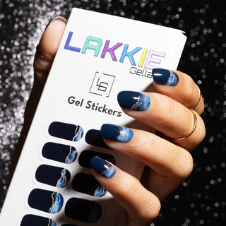 Midnight Wave_Donker blauwe gel nagel stickers met design_LAKKIE Gellak