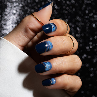 Midnight Wave_Donker blauwe gel nagel stickers met design_LAKKIE Gellak