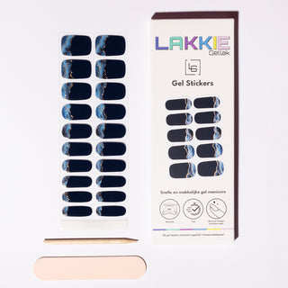 Midnight Wave_Donker blauwe gel nagel stickers met design_LAKKIE Gellak