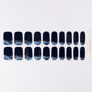 Midnight Wave_Donker blauwe gel nagel stickers met design_LAKKIE Gellak