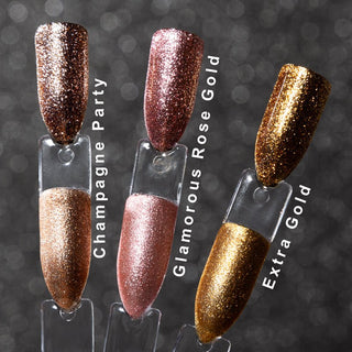 LAKKIE Glamorous Rose Gold is een roze kleur glitter gellak. Deze glitter gellak is extreem goed dekkend, en heeft maar 1 a 2 laagjes nodig.   Glamorous Rose Gold is een perfecte gellak om te dragen tijdens de feestdagen. Doordat deze gellak zo dekkend is kun je Glamorous Rose Gold ook perfect gebruiken tijdens het maken van jouw nailart creaties.