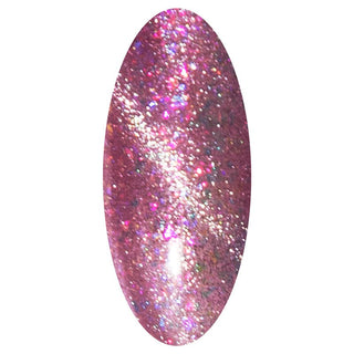 Cat eye Beach Babe is een mooie zomerse kleur roze cat eye gellak. Door de gellak zitten ook nog paarse en roze glitter flakes.