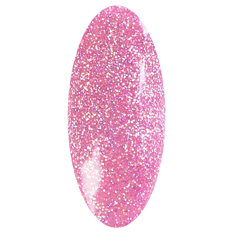 LAKKIE Glitter Romance is een roze kleur gel nagellak met daar doorheen verschillende kleuren glitters.