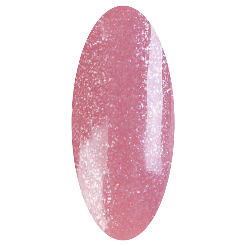 Rosy Glow is een oud roze kleur gel nagellak, met daar doorheen een zilveren shimmer.